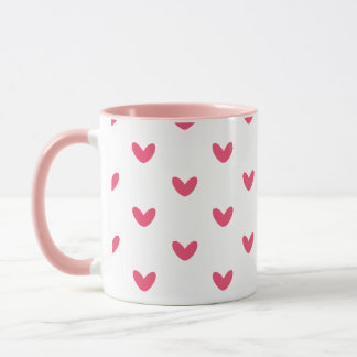 Caneca de Café Moderna com Padrão de Corações Rosa