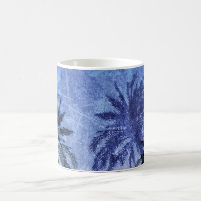 Caneca De Café moderna e moderna arte design da natureza azul (Centro)