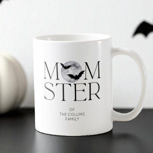 Caneca De Café Moderna Lua Negra Morde Halloween Mãe