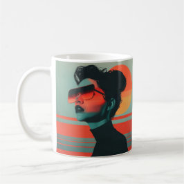 Caneca De Café Moderna Trendente Mulher Retrora Café Sunset Mug