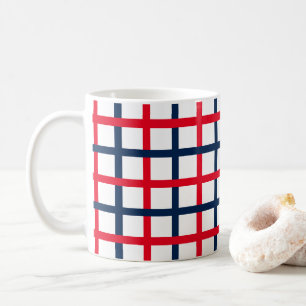 Caneca De Café Moderno 4 de julho - grelha patriótica branca e v