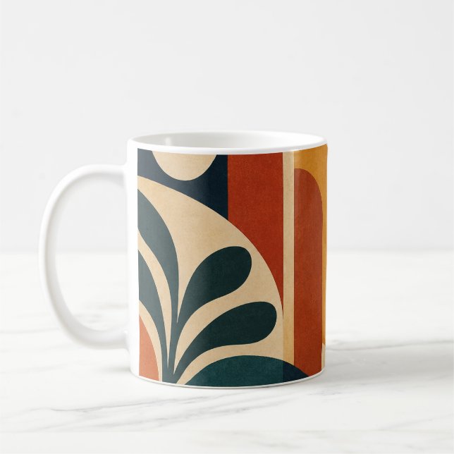 Caneca De Café Moderno Abstrato de Meados do Século, Sol e Arcos (Esquerda)