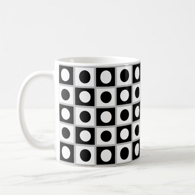 Caneca De Café Moderno Abstrato Preto e Branco (Esquerda)