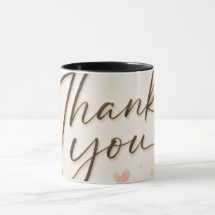 Caneca de Café Moderno Agradecimento Corações Rosa