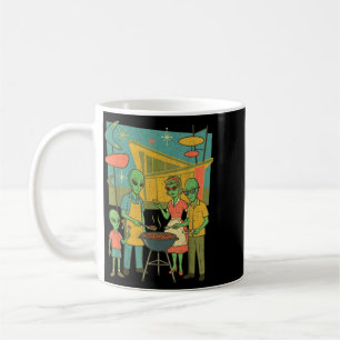 Caneca De Café Moderno Alien Bbq Família Meados do Século Retro19
