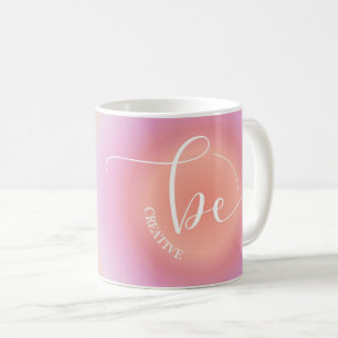Caneca De Café Moderno, cor-de-rosa Inspiracional, seja criativo