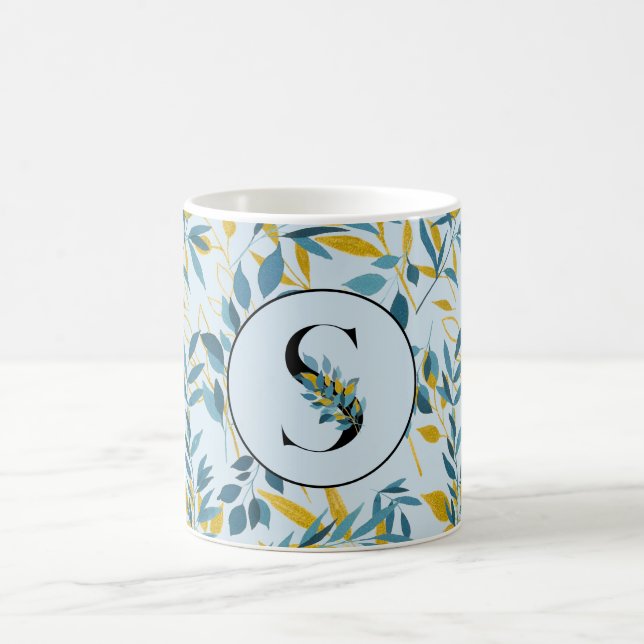 Caneca De Café Moderno deixa Marinho azul Dourado "Letra S" (Centro)