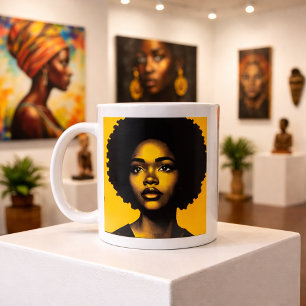Caneca De Café Moderno Design Pop Art de Retrato Afro