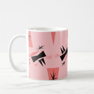 Caneca De Café Moderno do século médio: Padrão Coral Rosa.