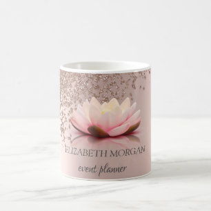 Caneca De Café Moderno Elegante Estiloso Rosa Dourado Diamantes L