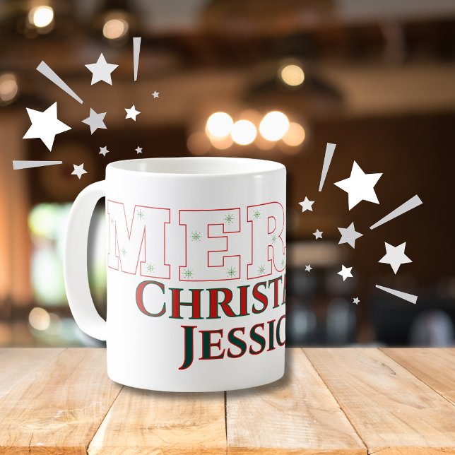 Caneca De Café Moderno Elegante Feliz Natal (Criador carregado)