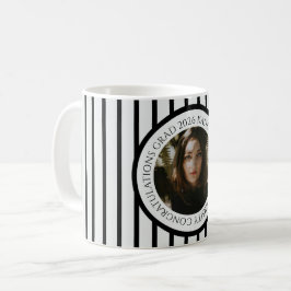 Caneca De Café Moderno elegante preto riscado parabéns pela forma