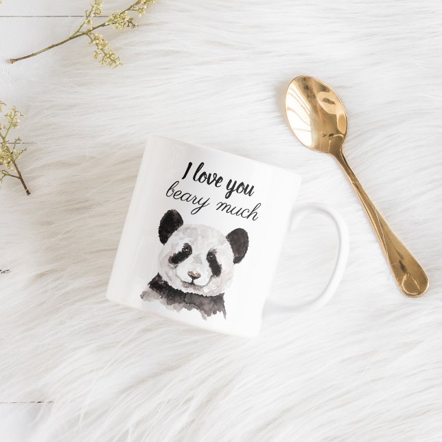 Caneca De Café Moderno Eu Te Amo Muito Panda Preta E Branca (Criador carregado)