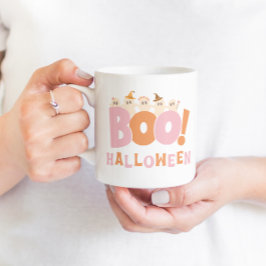 Caneca De Café Moderno Legal de Halloween de Boo Retro