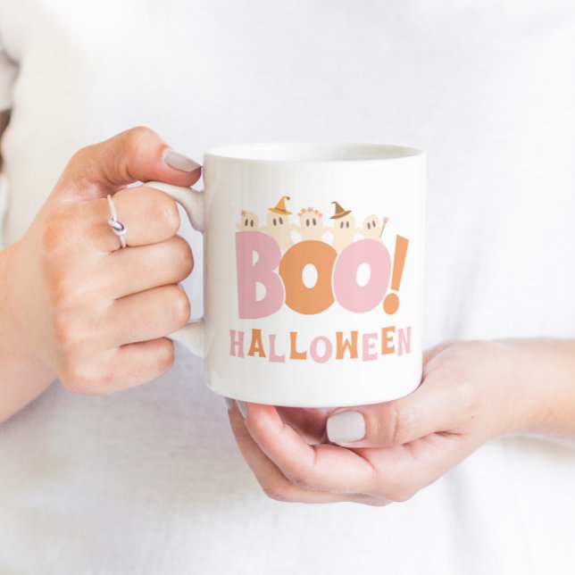 Caneca De Café Moderno Legal de Halloween de Boo Retro (Boo Halloween Retro Mug)