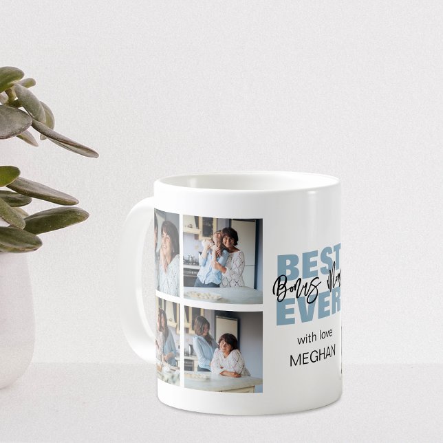 Caneca De Café Moderno Melhor Mãe de Bônus | Colagem de Fotografi (Criador carregado)