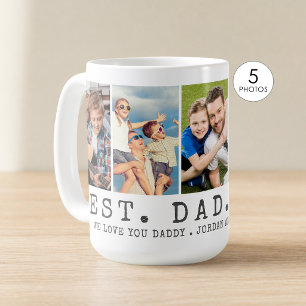 Caneca De Café Moderno MELHOR PAI DE TODOS 5 Fotos Personalizadas