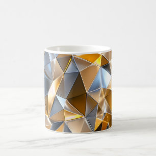 Caneca De Café Moderno Metálico Abstrato Ouro Prata Geométrico