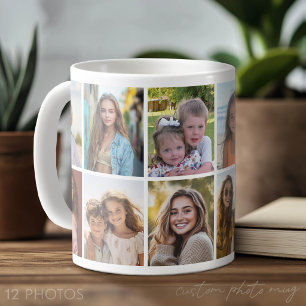 Caneca De Café Moderno, Minimalista Colagem de 12 Fotos com fundo
