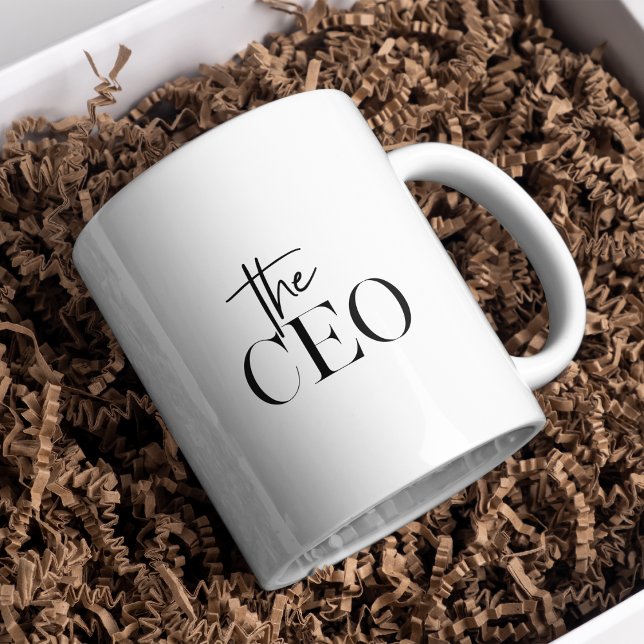 Caneca De Café Moderno Mínimo O CEO Preto (Criador carregado)