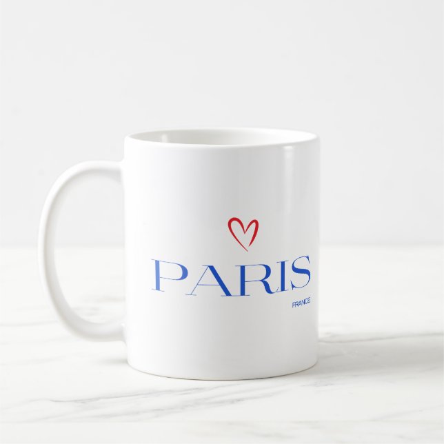 Caneca De Café Moderno Paris França Texto Na moda único (Esquerda)