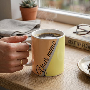 Caneca De Café Moderno Personalizado ColorBlock Amarelo Verde Pês