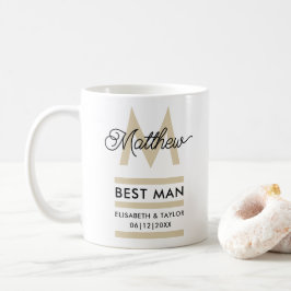 Caneca De Café Moderno Preto e Dourado Adicionar Nome e Monograma