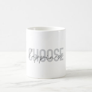 Caneca De Café Moderno, simples, inspirador "Escolha a Felicidade