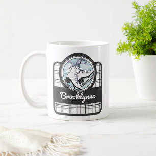 Caneca De Café Moderno Tartan Snowflakes Ice Skating Personalizad