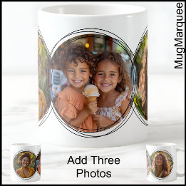 Caneca De Café Moderno Três Fotos Colagem Branca C00 Mãe Mãe