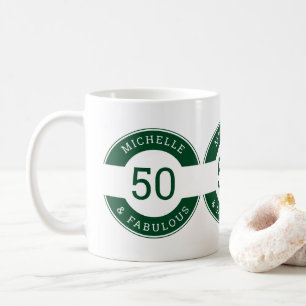 Caneca De Café Moderno Verde 50 e fabuloso Nome da Festa de Anive