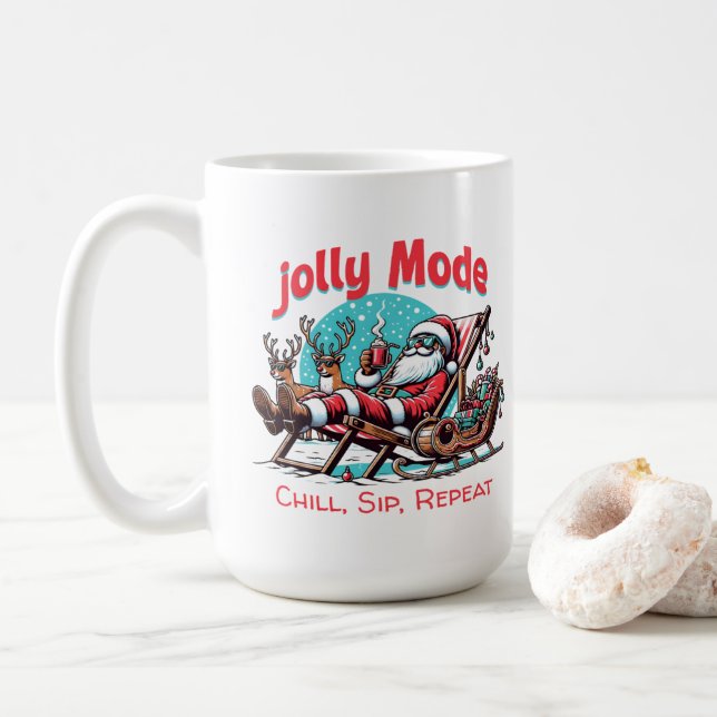 Caneca De Café Modo Alegre Papai Noel Relaxar Beber Repetir  para (Com Donut)