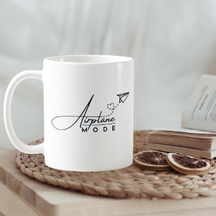 Caneca De Café Modo Avião & Avião de Papel, Viagem, Minimalista
