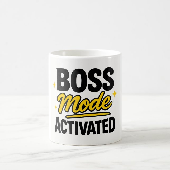 Caneca De Café Modo Chefe Ativado" Motivação Metálica Dourada (Centro)