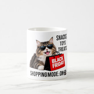 Caneca De Café Modo de Compras na Black Friday Ativado Gato Diver
