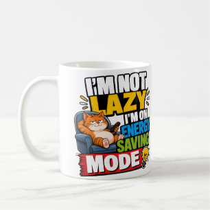 Caneca De Café Modo de Economia de Energia do Gato Preguiçoso Can