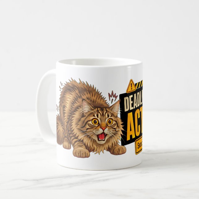 Caneca De Café Modo Prazo Final Ativado Gato para Trabalhadores E (Frente Esquerda)