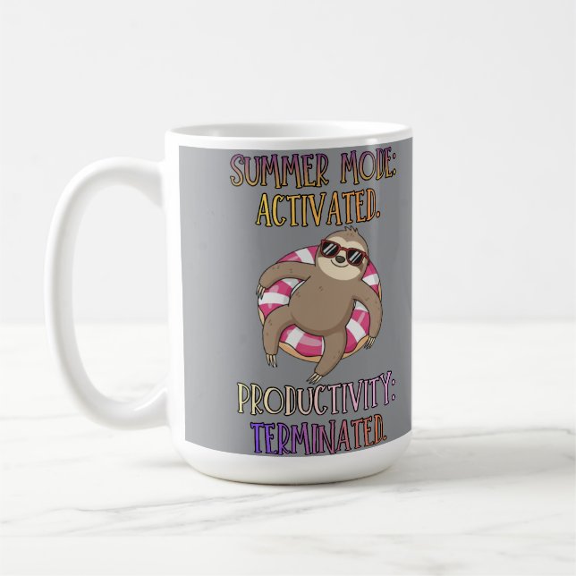 Caneca De Café Modo Verão Ativado – Preguiça de Desenho em Donut  (Esquerda)