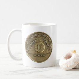 Caneca De Café Moeda de Medalha de 2 Anos de Sobriedade Feliz Ani