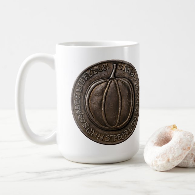 Caneca De Café Moedas de Abóbora Antigas (Com Donut)