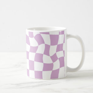 Caneca De Café Mog Púrpura de Checkboard Onda Moderna