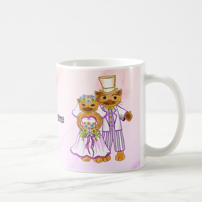 Caneca De Café Mogas de Cat Bride e Groom (Direita)