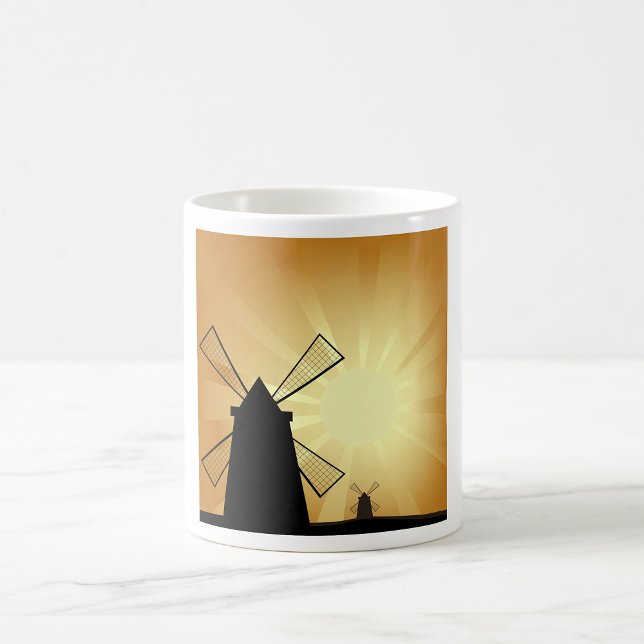 Caneca De Café Moinhos de Vento ao Nascer do Sol (Criador carregado)