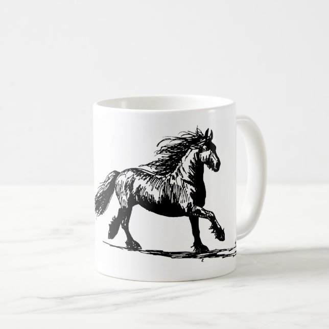 Caneca De Café Mok met pentekening van Fries paard (Frente Esquerda)