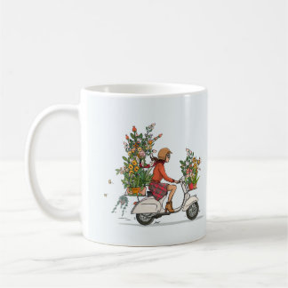 Caneca De Café Mok met vespa scooter met kleurrijk meisje