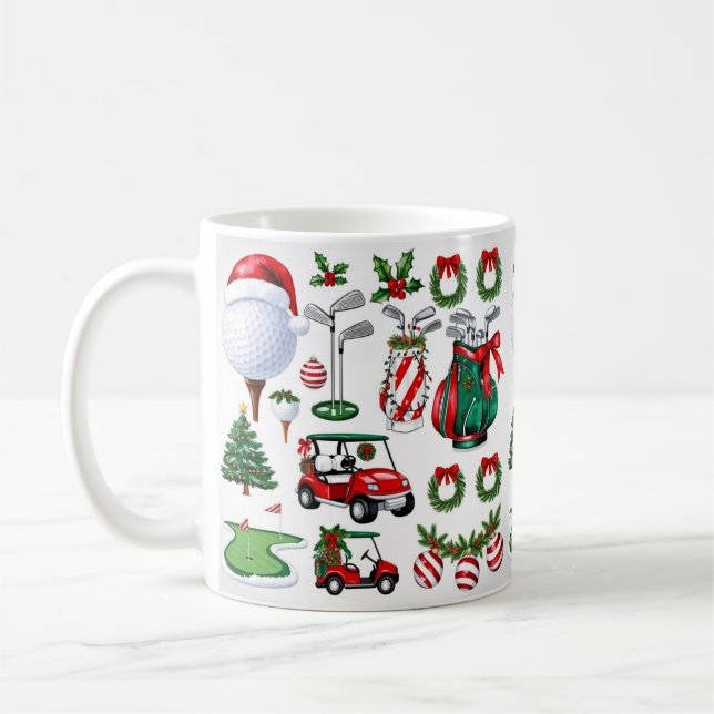 Caneca De Café Mola d'água de golfe do Natal (Esquerda)