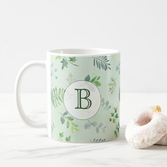 Caneca De Café Mola d'água Monograma verde (Com Donut)