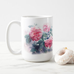 Caneca De Café Mola de café rosa rosa-rosa com aquarela