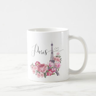 Caneca De Café Mola Floral Paris Cityscape Rosa