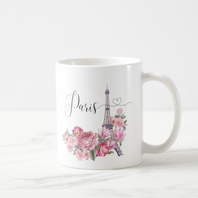 Caneca De Café Mola Floral Paris Cityscape Rosa (Direita)